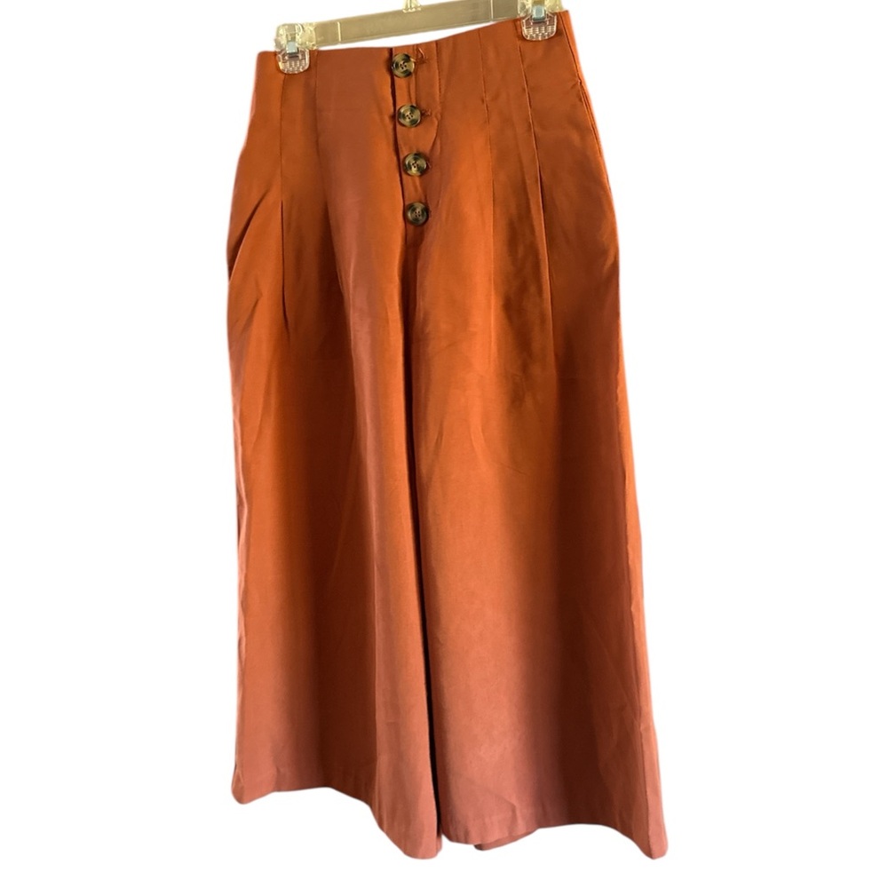 Zara TRF Collection Orange Wide Leg Cropped Pants Small
